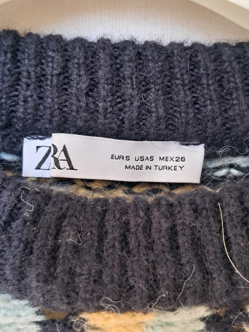 Zara ulti Color Striped Chunky Knit Cropped Sweater Crew Neck Pastel Black Boho - Picture 11 of 12